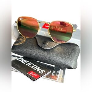 Ray-Ban Hexagonal Sunglasses – Pink Purple Lenses / Gold Frame